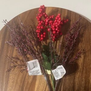Elegant Red Faux Berry Stems